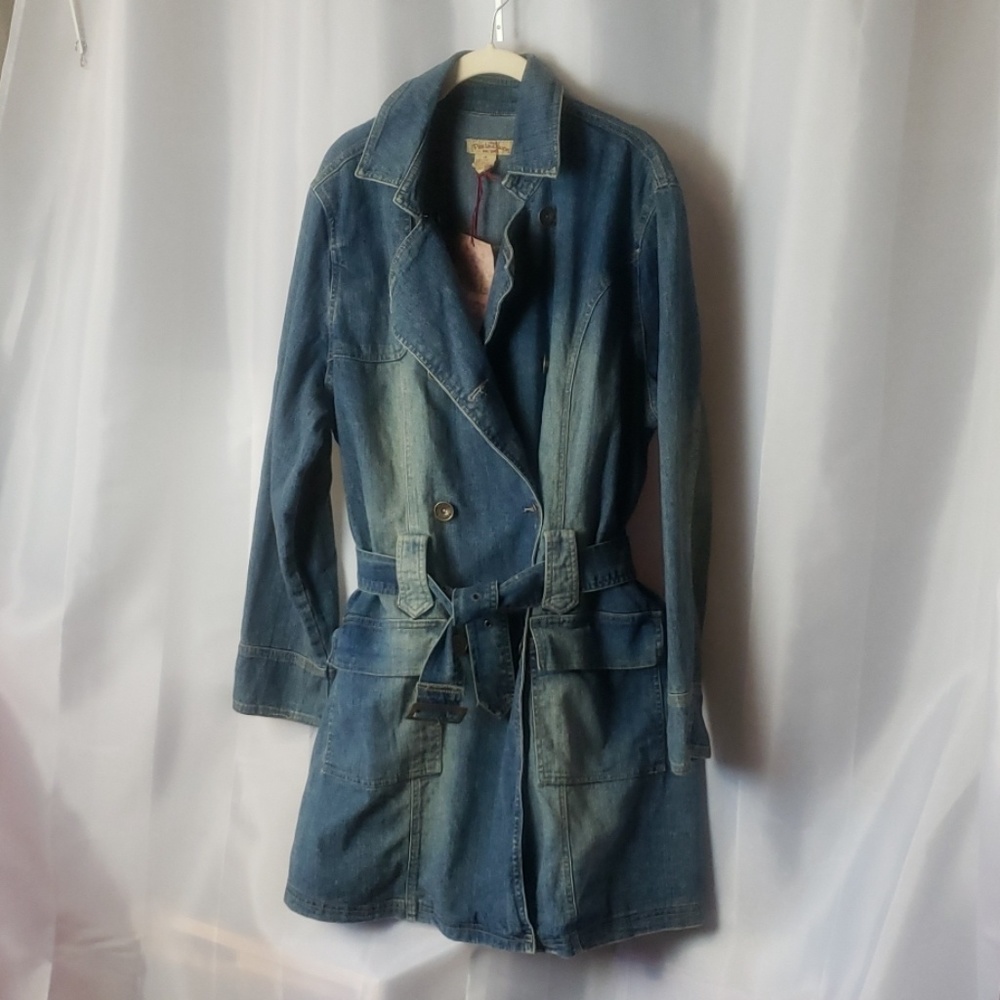 NWT Paris blues 1X distressed  Denim peacoat. B91